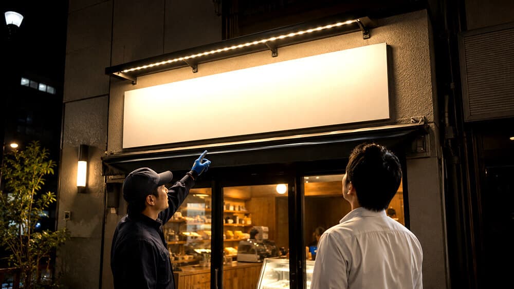 看板照明の後付け