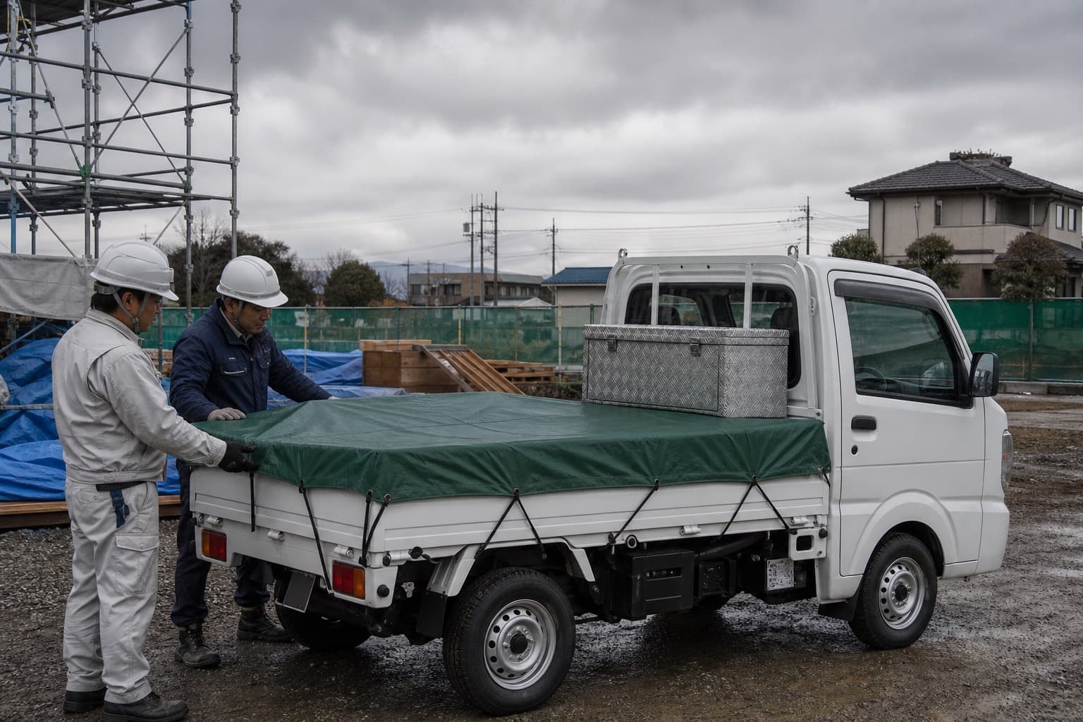 トラック荷台の雨対策(アルミBOX・シート)