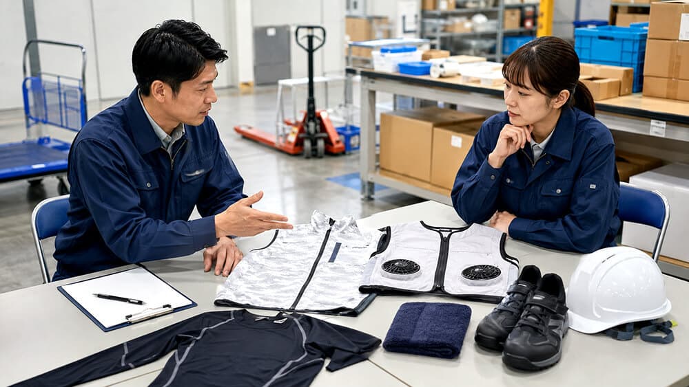 倉庫作業の夏服装