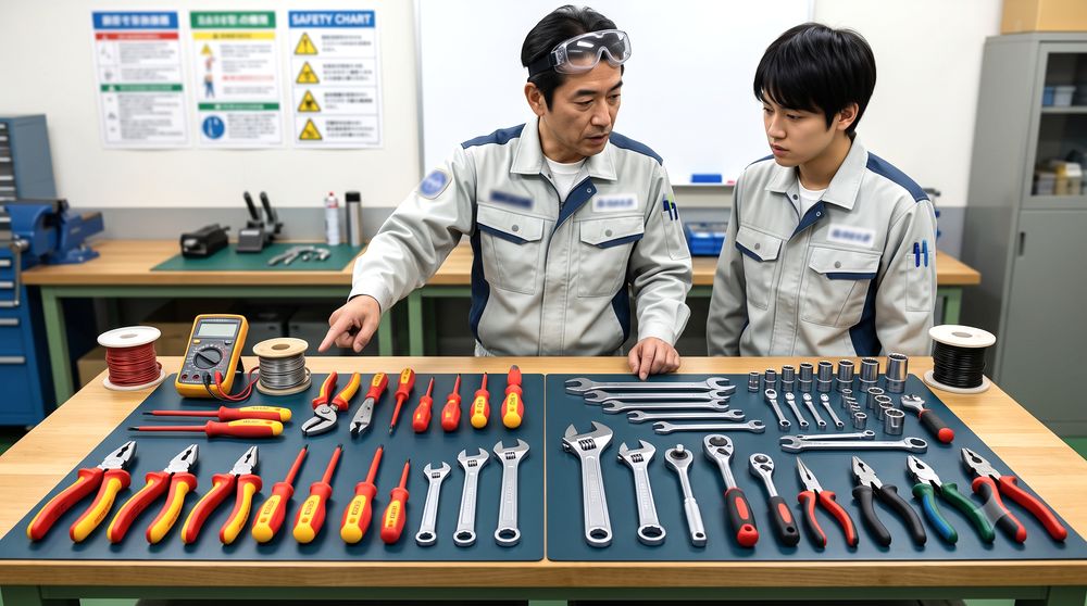 絶縁工具・樹脂グリップ工具・通常工具を比較するイメージ